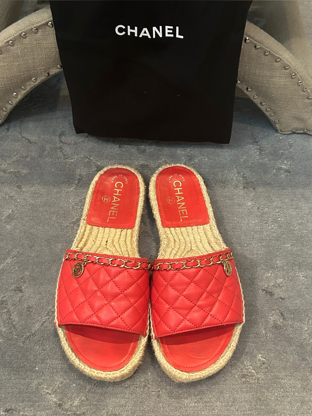 Chanel Espadrille Slides